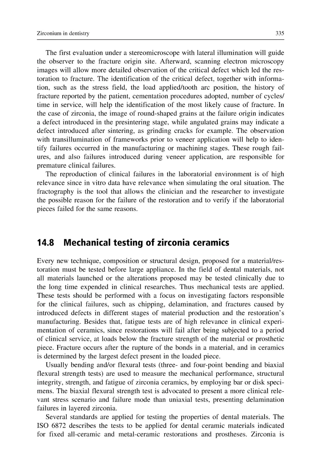 14.8 Mechanical testing of zirconia ceramics