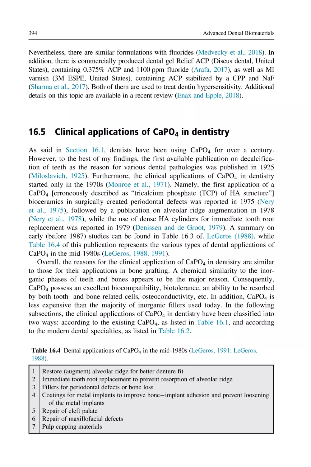 16.5 Clinical applications of CaPO4 in dentistry