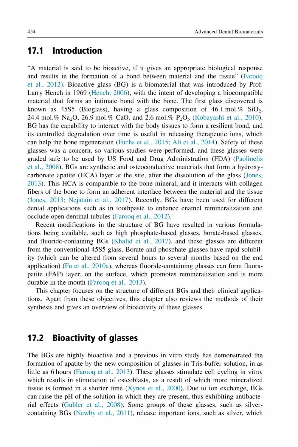 17.1 Introduction
17.2 Bioactivity of glasses