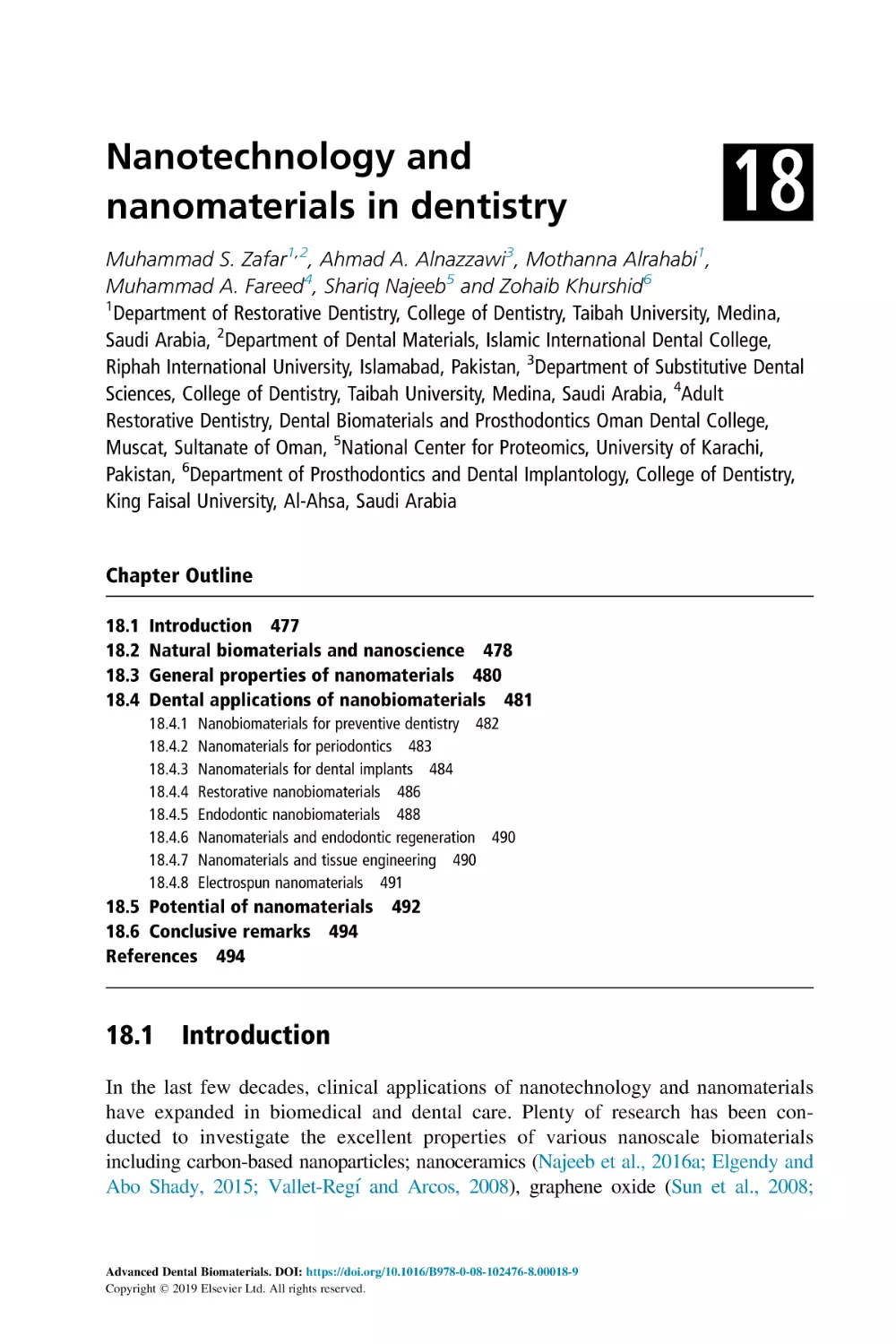 18 Nanotechnology and nanomaterials in dentistry
Chapter Outline
18.1 Introduction