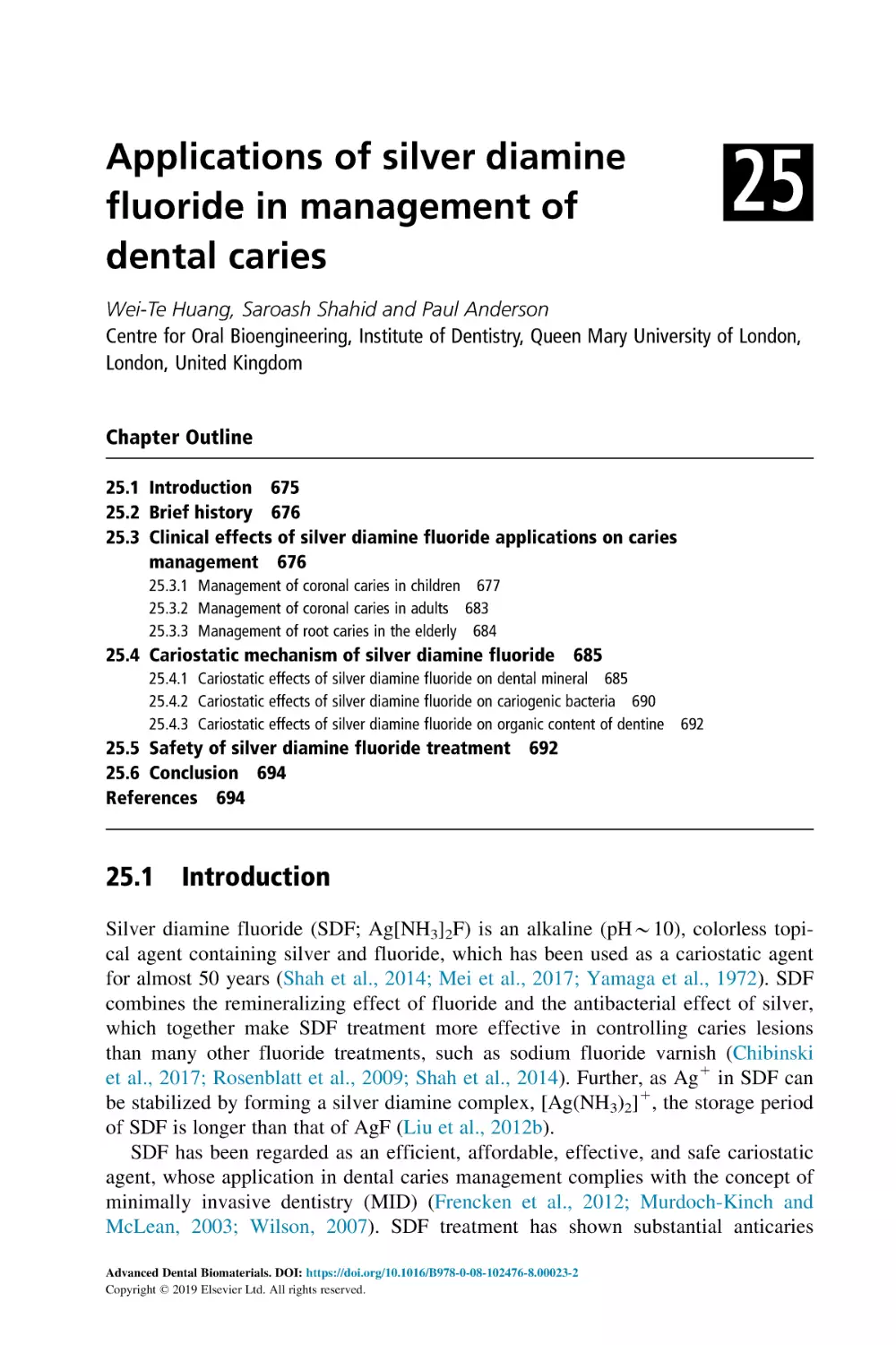 25 Applications of silver diamine fluoride in management of dental caries
Chapter Outline
25.1 Introduction