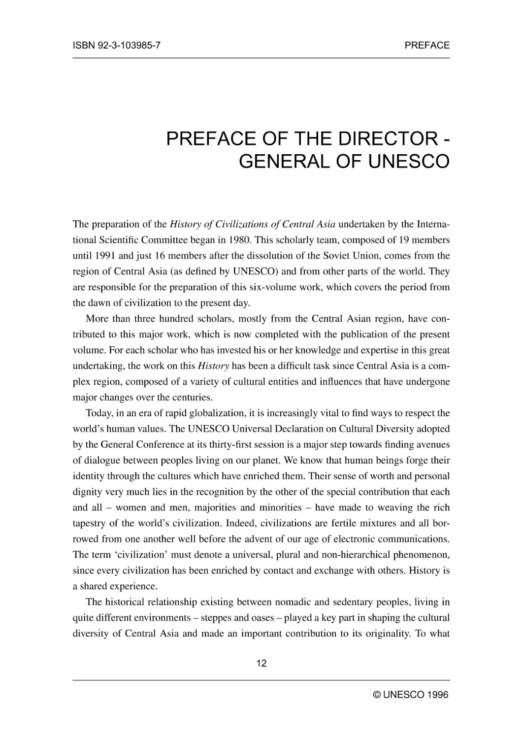 PREFACE OF THE DIRECTOR - GENERAL OF UNESCO