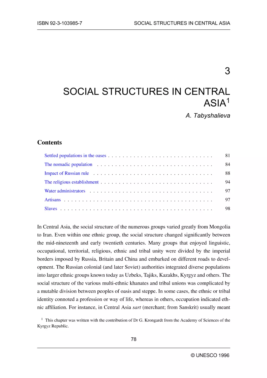 SOCIAL STRUCTURES IN CENTRAL ASIA