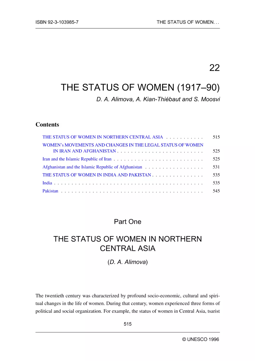 THE STATUS OF WOMEN (1917--90)