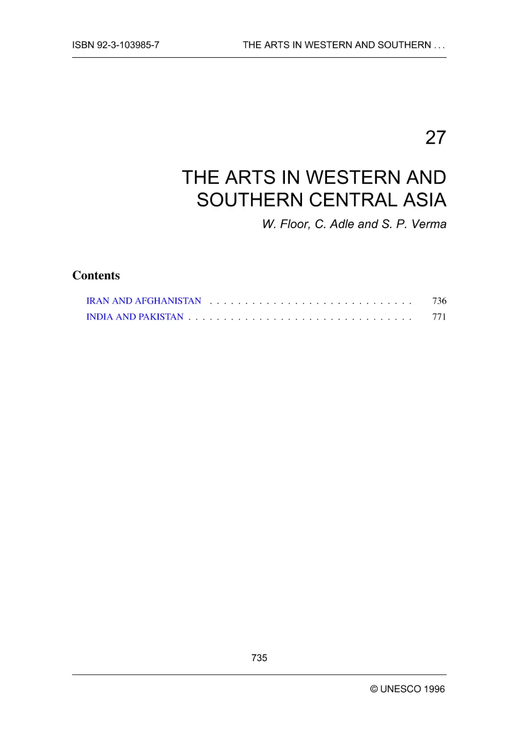 THE ARTS IN WESTERN AND SOUTHERN CENTRAL ASIA