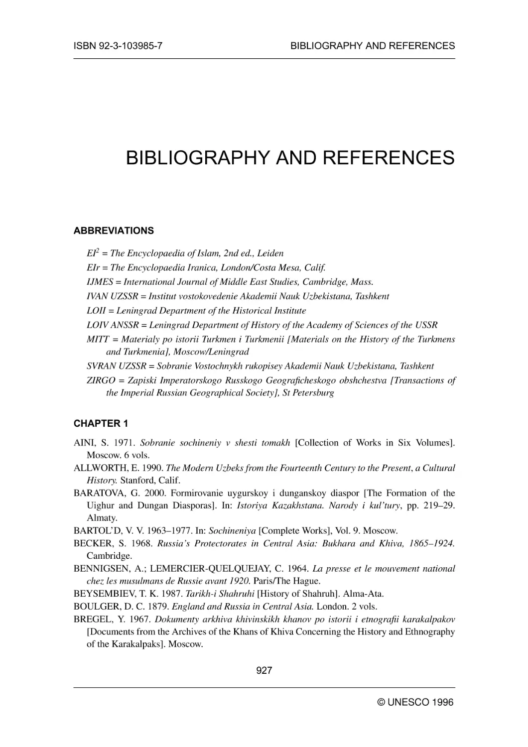 BIBLIOGRAPHY AND REFERENCES