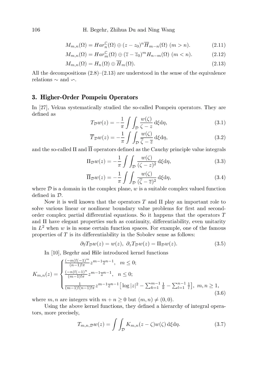 3. Higher-Order Pompeiu Operators