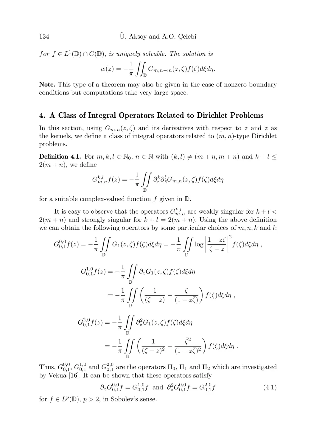 4. A Class of Integral Operators Related to Dirichlet Problems