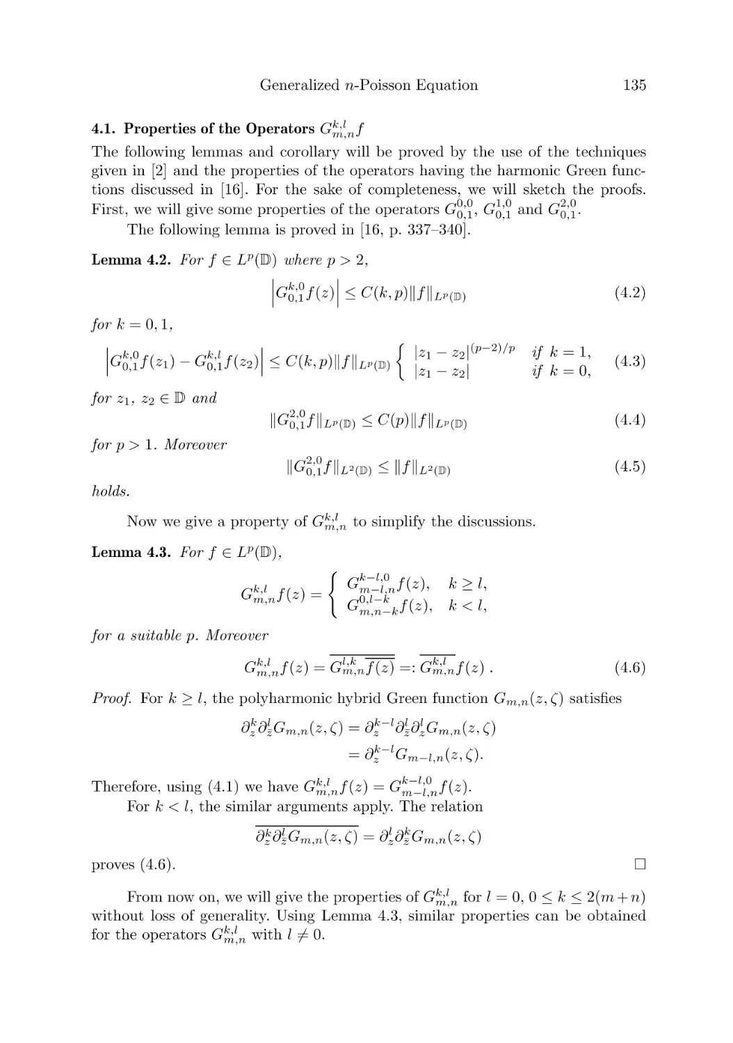 4.1. Properties of the Operators Gk,lm,nf