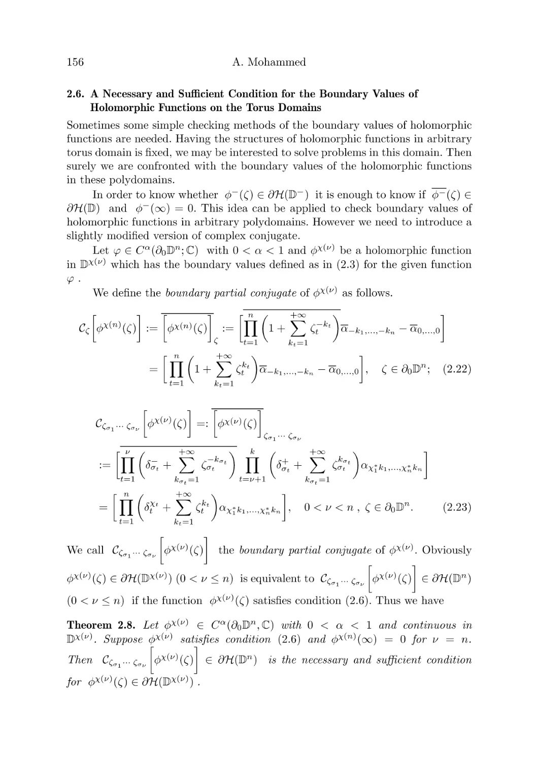 2.6. A Necessary and Sufficient Condition for the Boundary Values of Holomorphic Functions on the Torus Domains