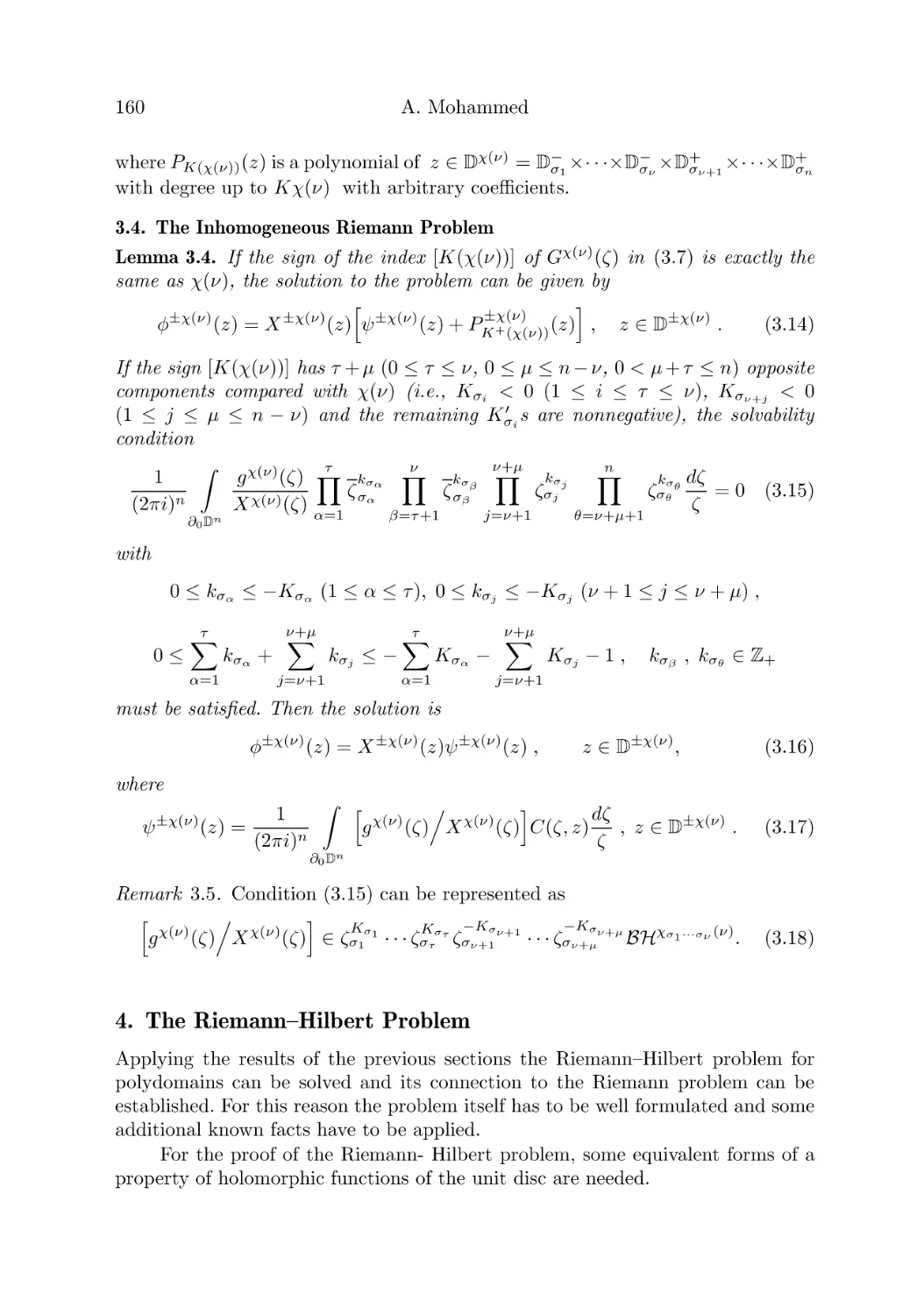 3.4. The Inhomogeneous Riemann Problem
4. The Riemann–Hilbert Problem