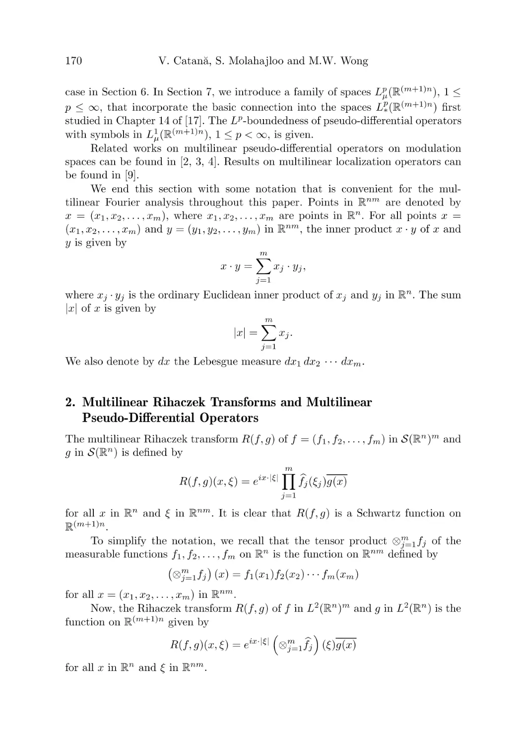 2. Multilinear Rihaczek Transforms and Multilinear Pseudo-Differential Operators