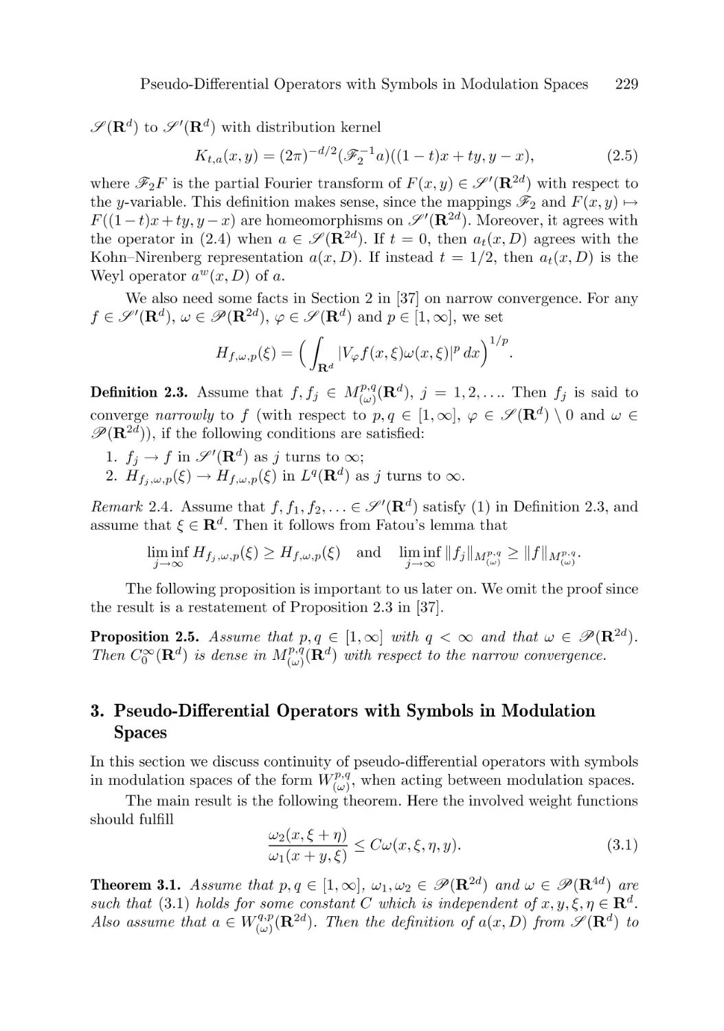 3. Pseudo-Differential Operators with Symbols in Modulation Spaces