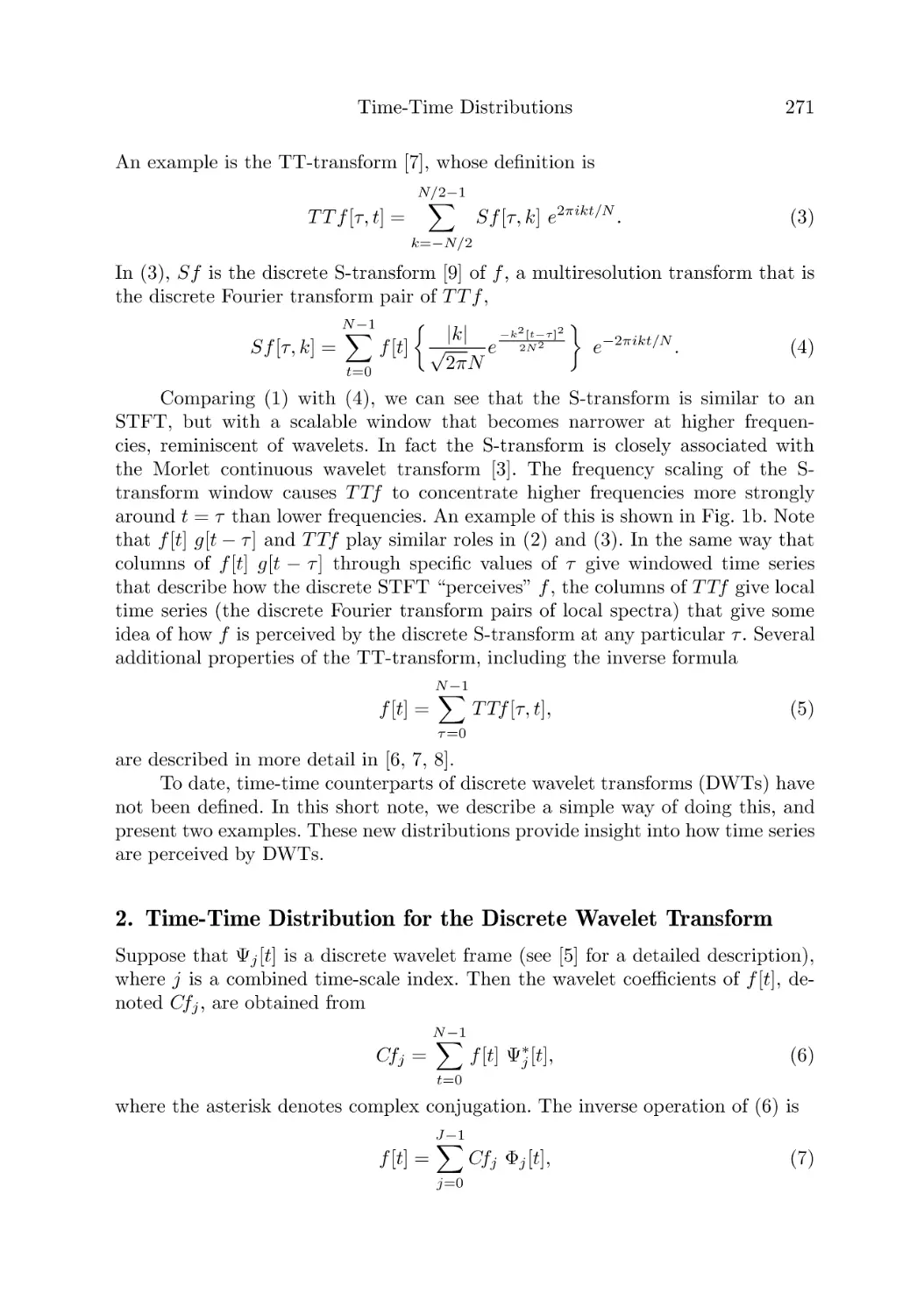 2. Time-Time Distribution for the Discrete Wavelet Transform