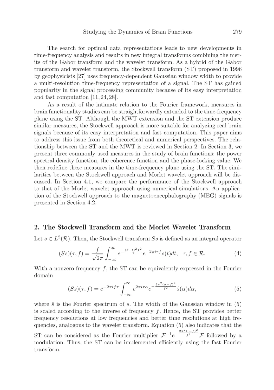 2. The Stockwell Transform and the Morlet Wavelet Transform