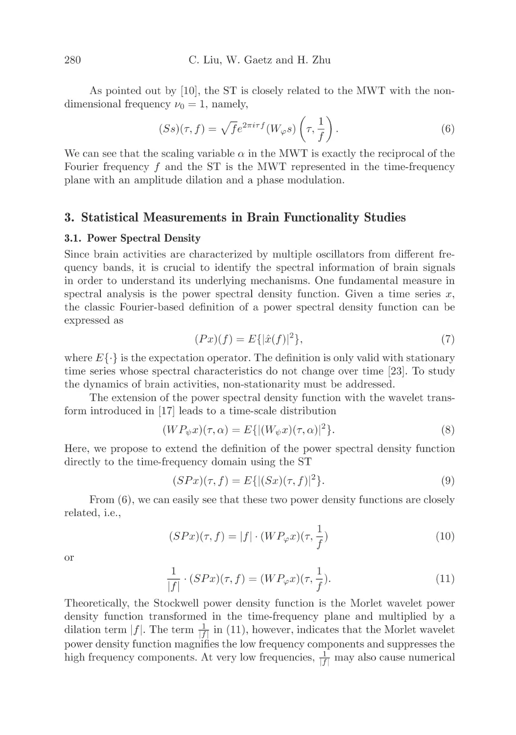 3. Statistical Measurements in Brain Functionality Studies
3.1. Power Spectral Density