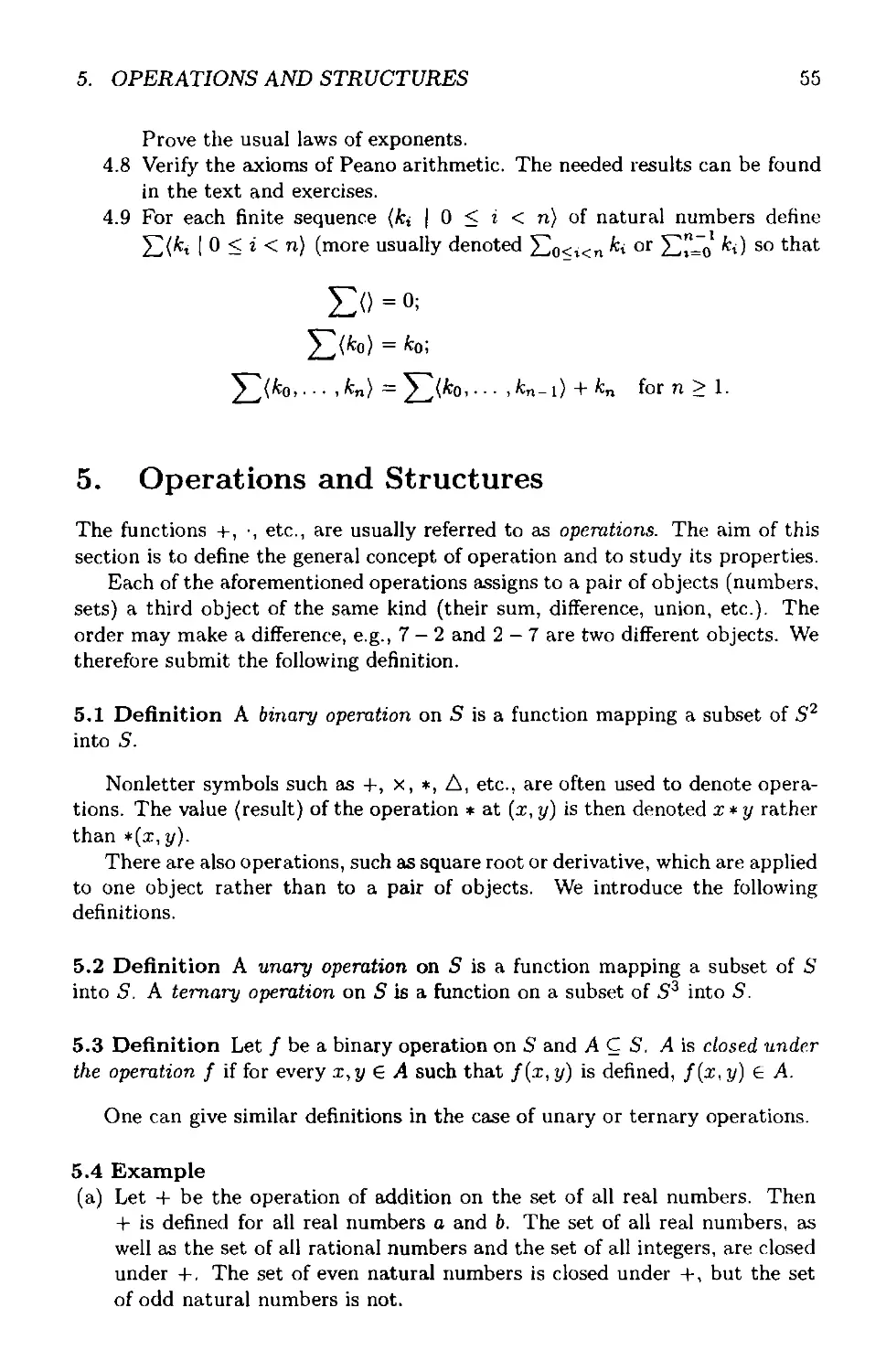5 Operations and Structures