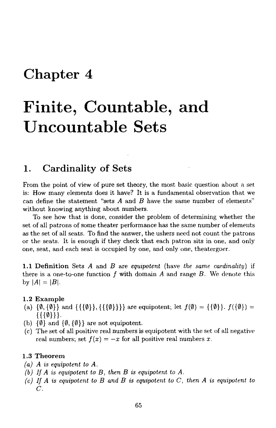 Chapter 4 Finite, Countable, and Uncountable Sets