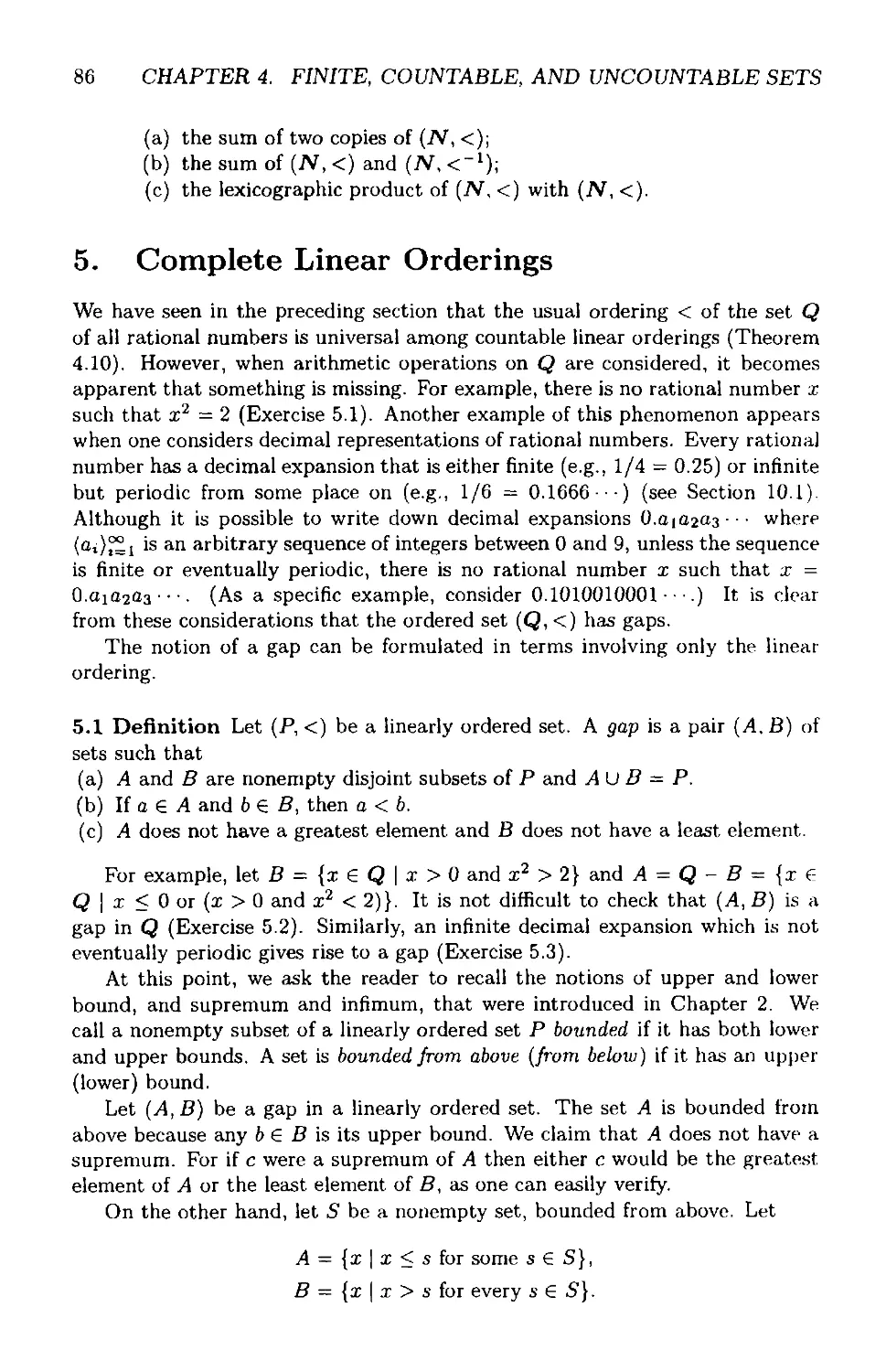 5 Complete Linear Orderings