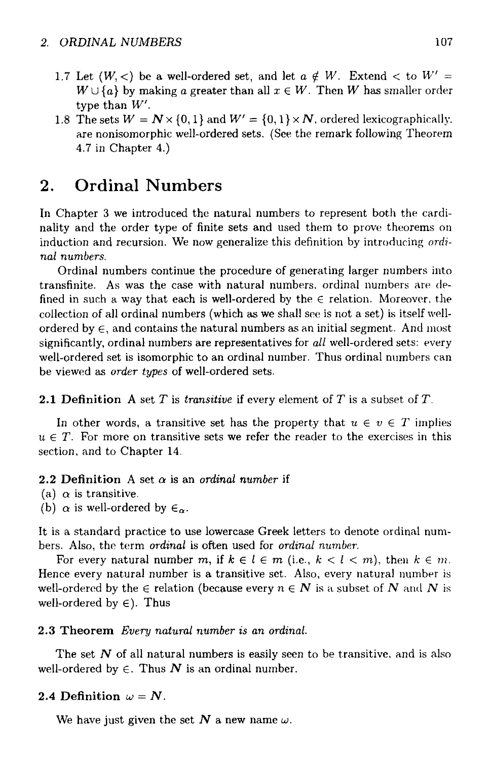 2 Ordinal Numbers