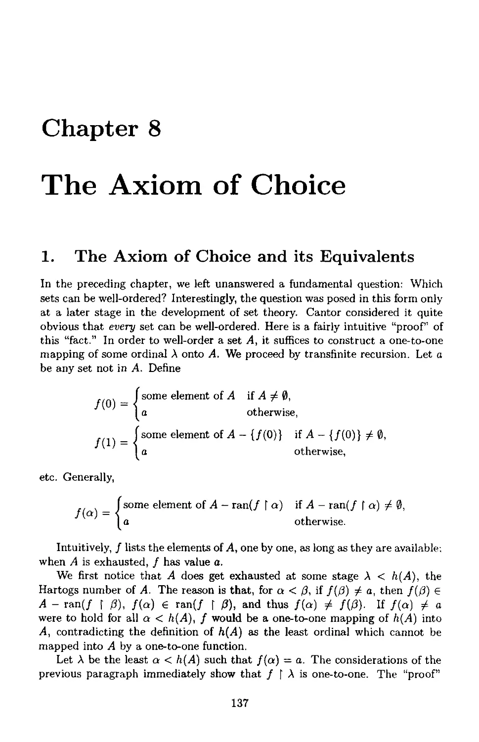 Chapter 8 The Axiom of Choice
