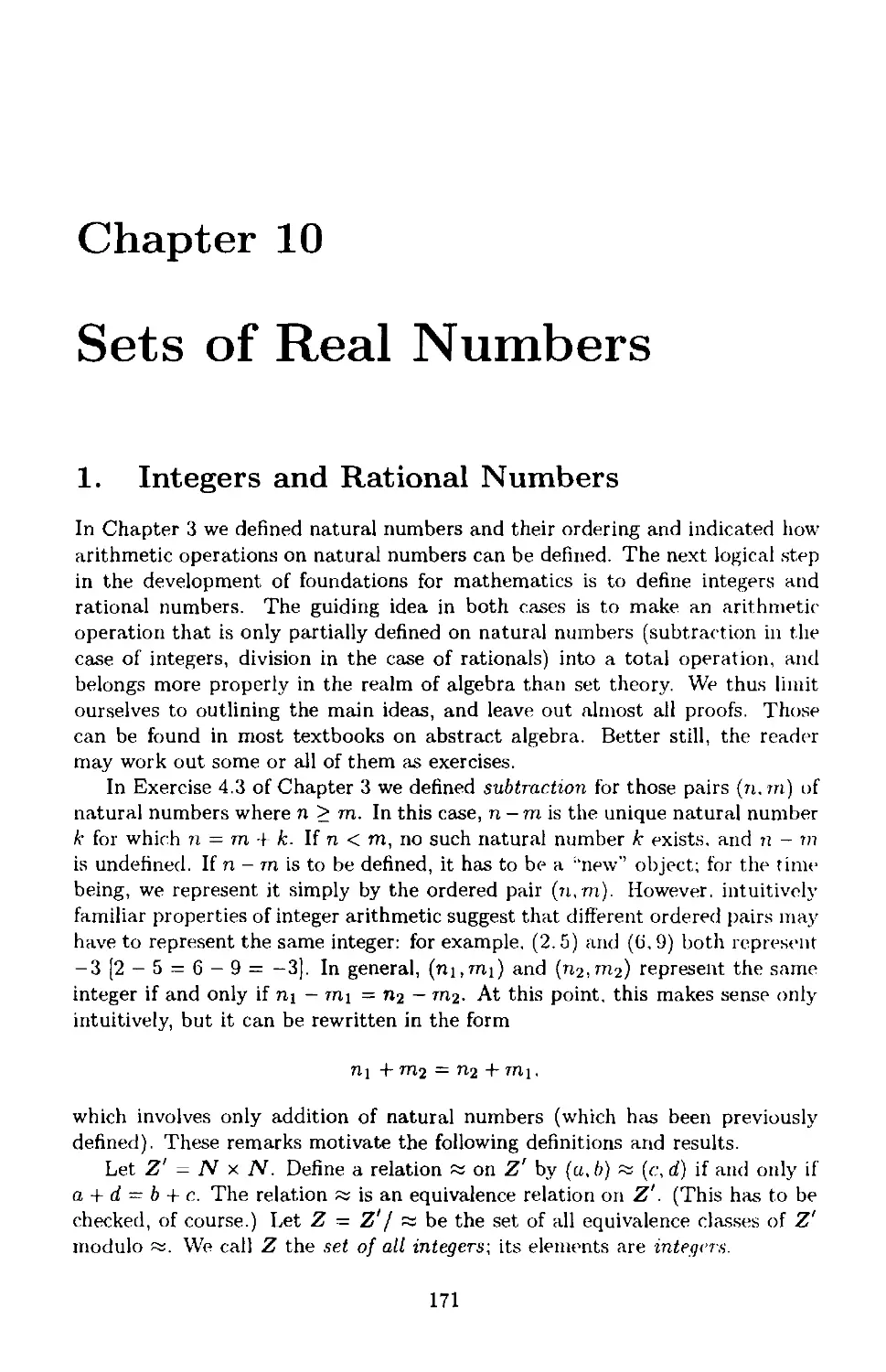 Chapter 10 Sets of Real Numbers