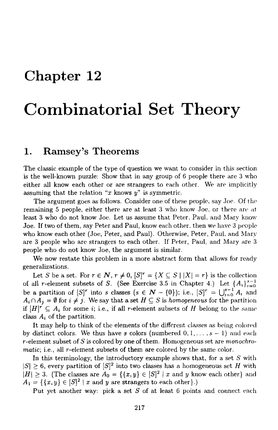 Chapter 12 Combinatorial Set Theory