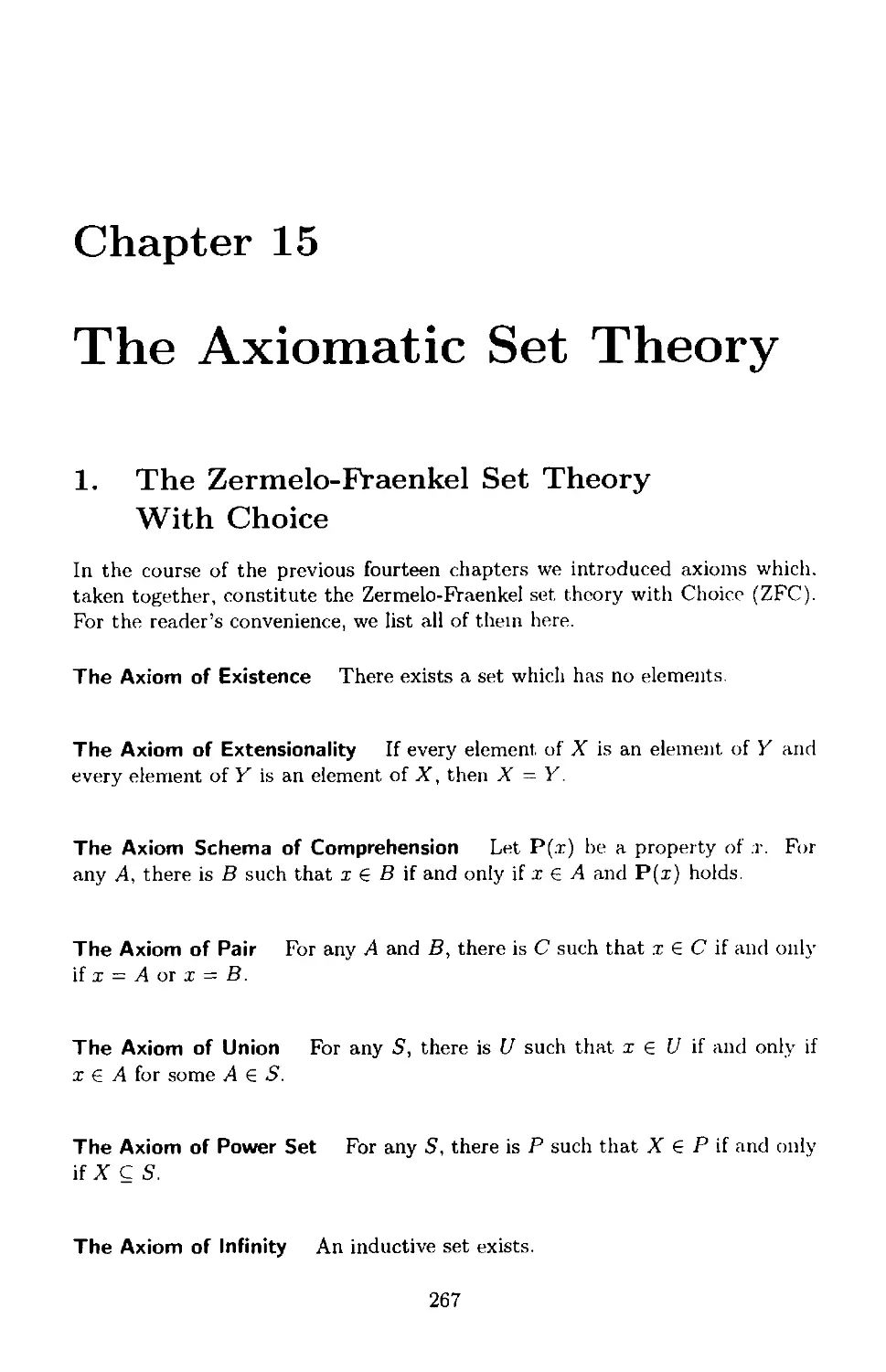Chapter 15 The Axiomatic Set Theory