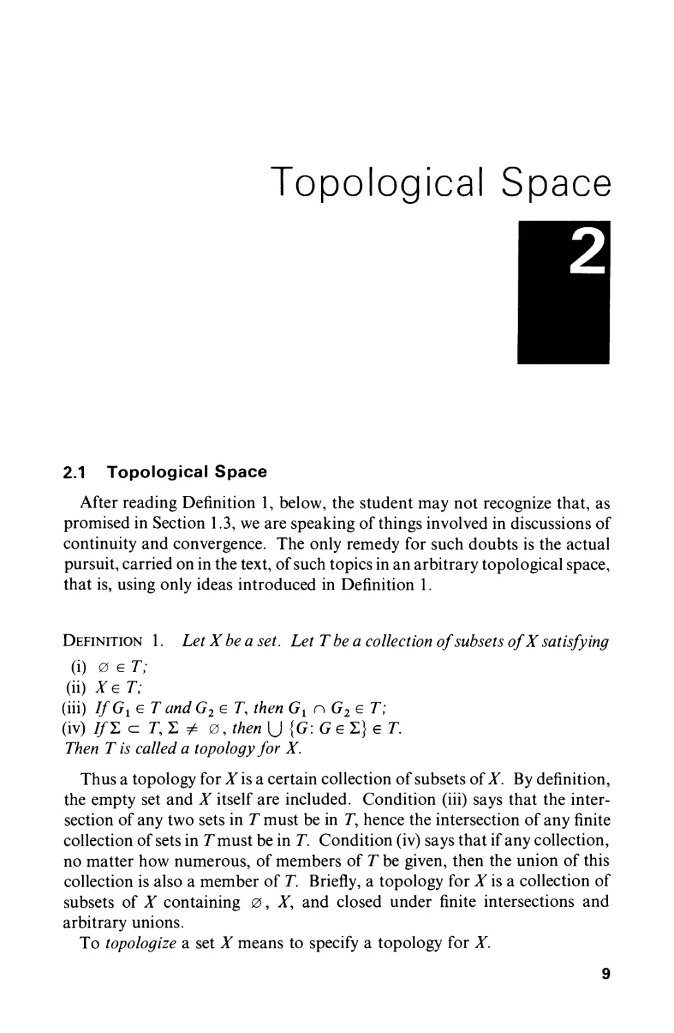 2 Topological Space  9
