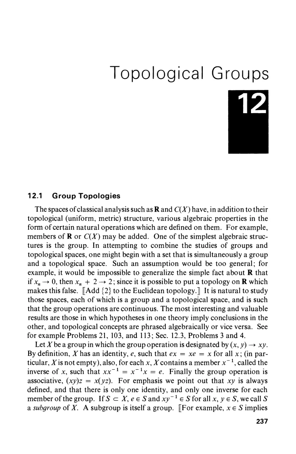 12 Topological Groups  237