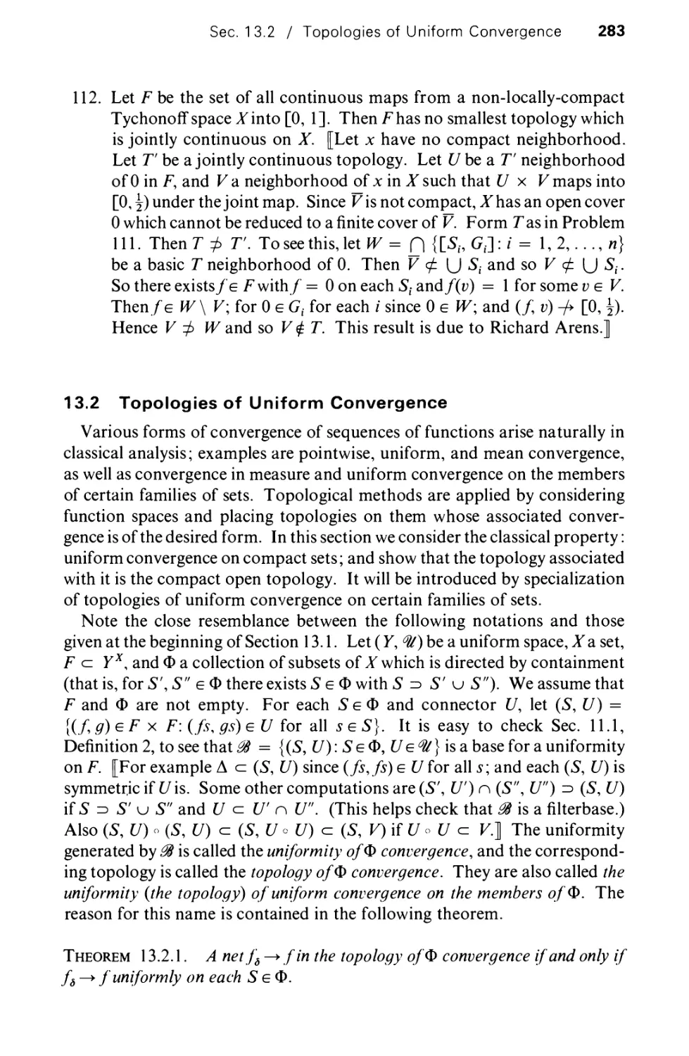 13.2 Topologies of uniform convergence  283