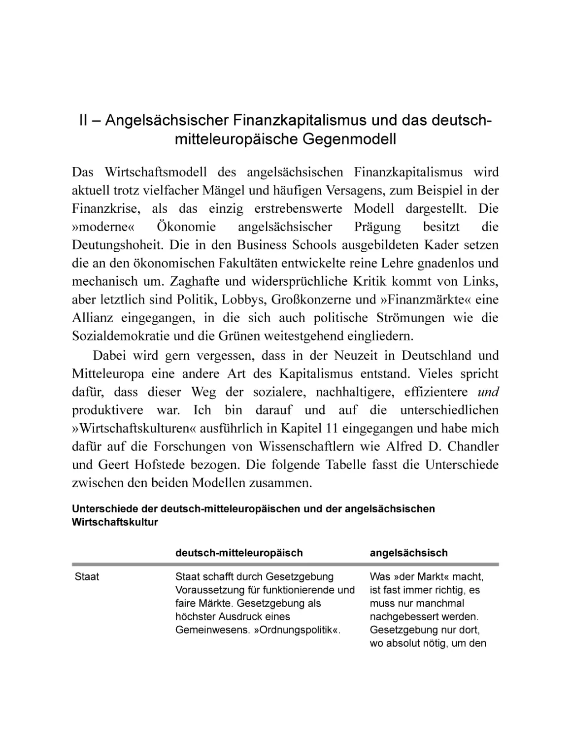 II – Angelsächsischer Finanzkapitalismus und das deutsch-mitteleuropäische Gegenmodell