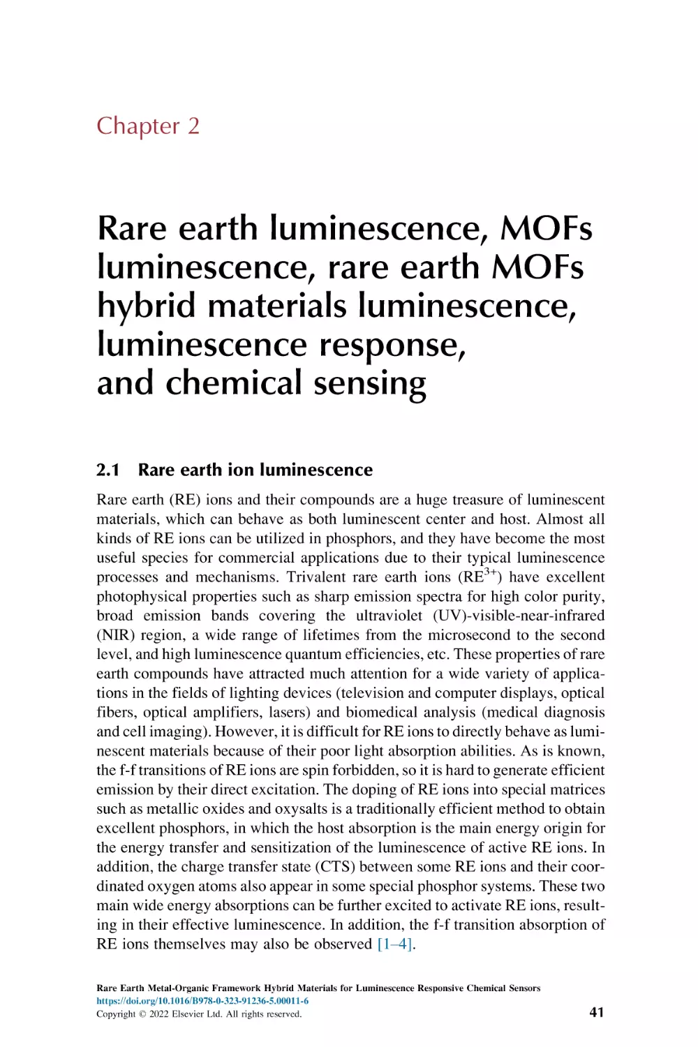 Chapter 2
2.1. Rare earth ion luminescence