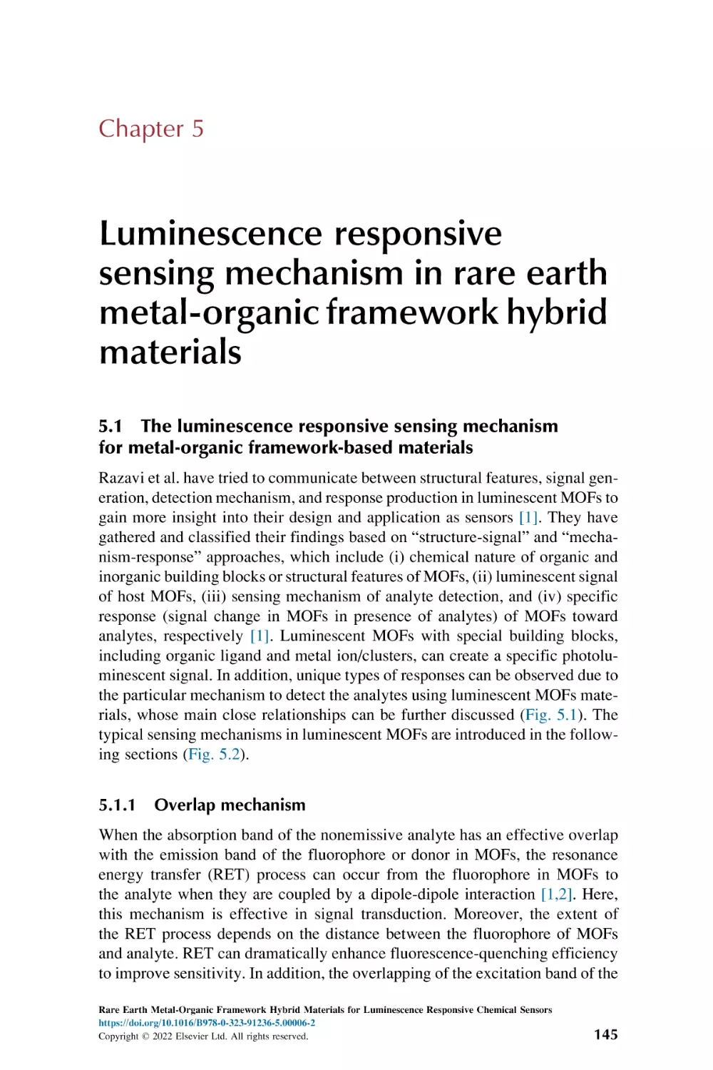 Chapter 5
5.1. The luminescence responsive sensing mechanism for metal-organic framework-based materials
5.1.1. Overlap mechanism