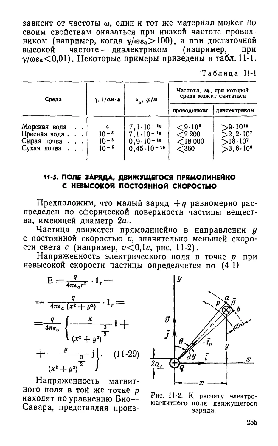 11-5. Поле заряда, движущегося прямолинейно с невысокой постоянной скоростью