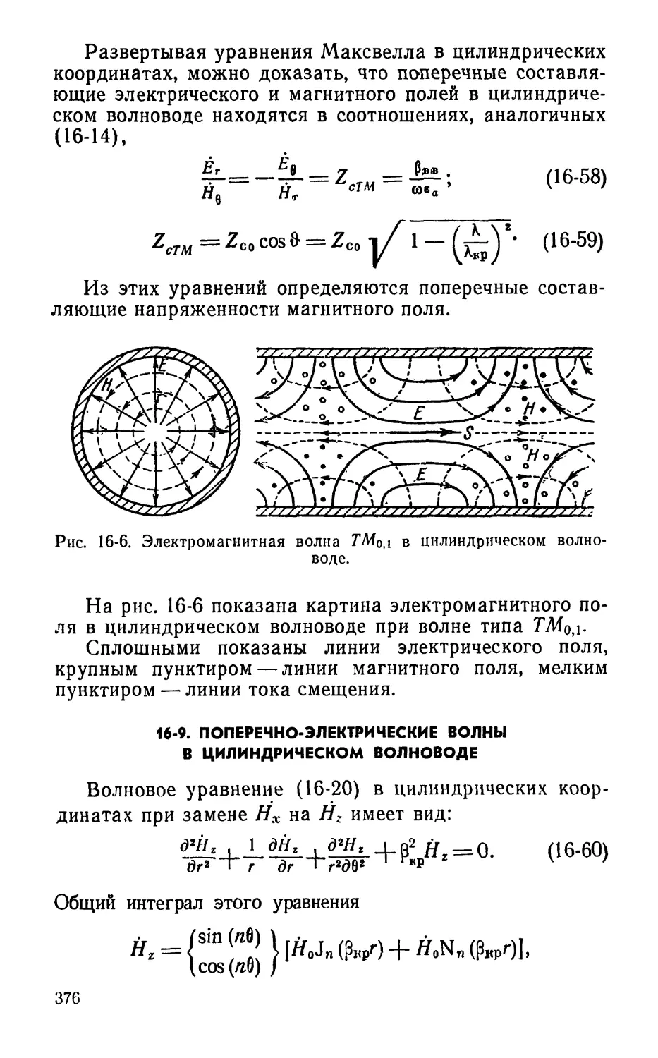 16-9. Поперечно-электрические волны в цилиндрическом волноводе