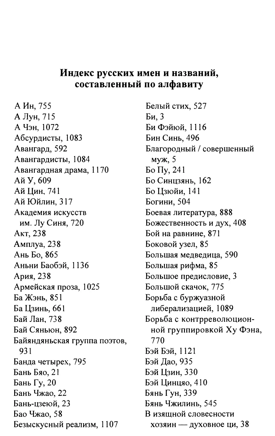 Индекс русских имен и названий, составленный по алфавиту