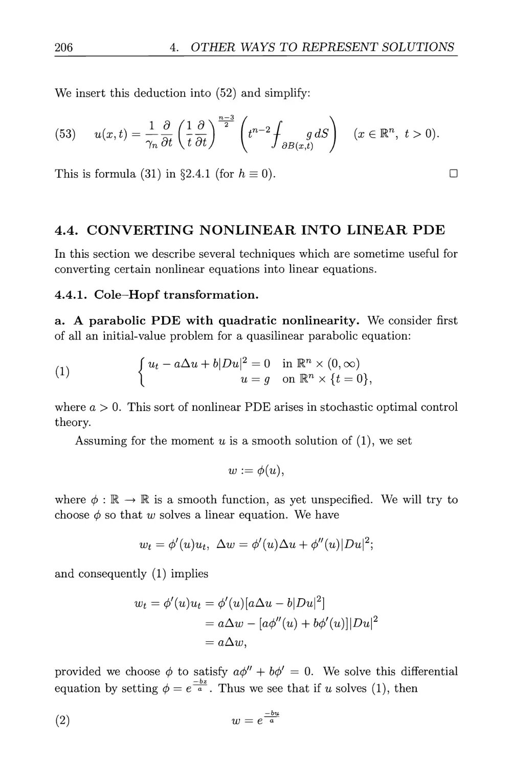 4.4. Converting nonlinear into linear PDE