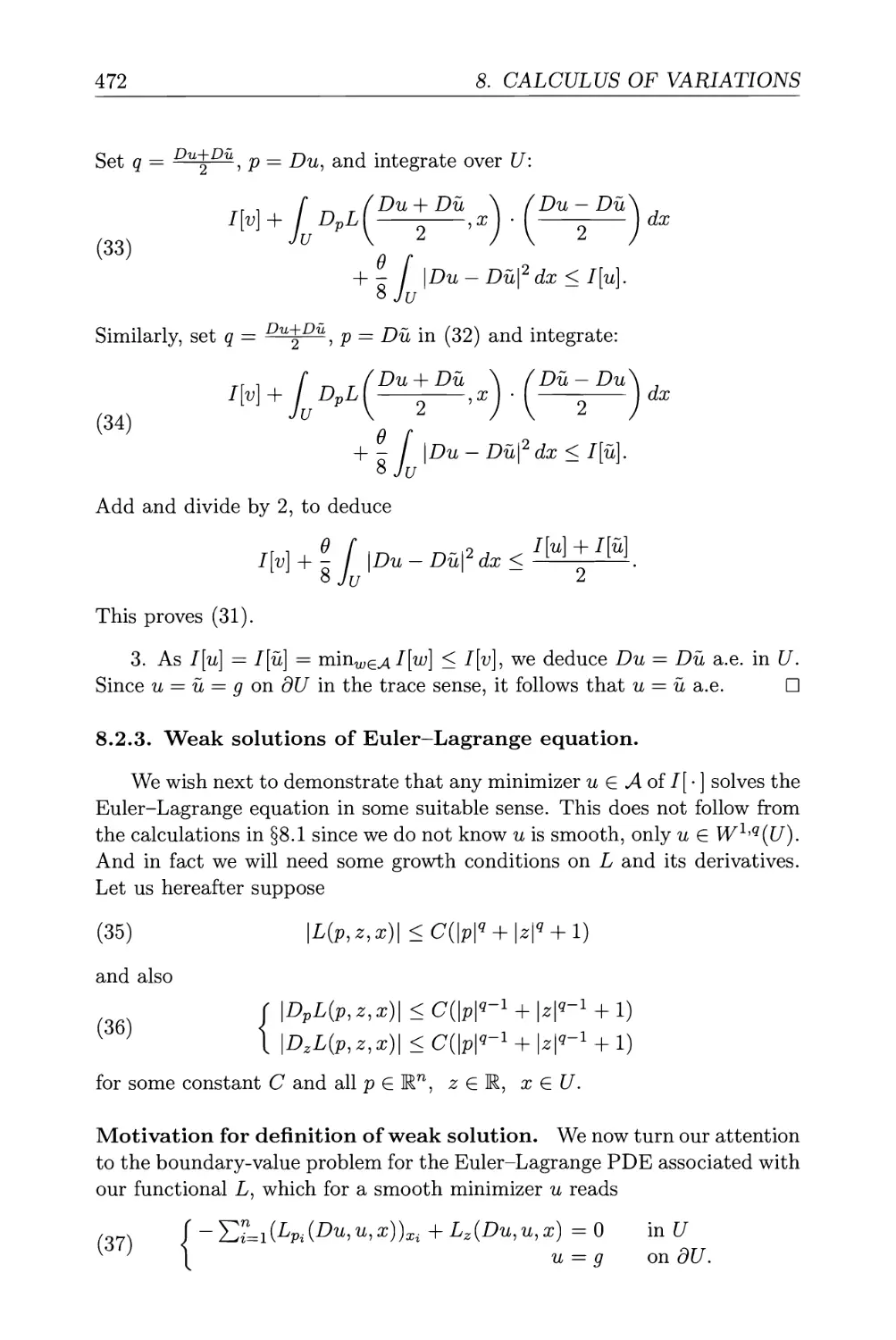 8.2.3. Weak solutions of Euler-Lagrange equation