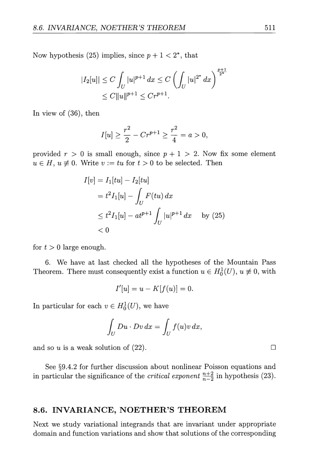 8.6. Invariance, Noether's Theorem