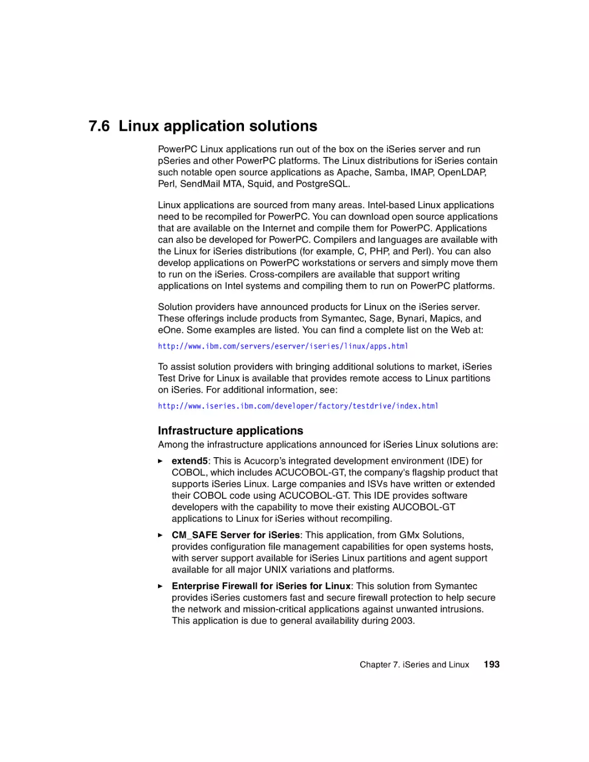 7.6 Linux application solutions