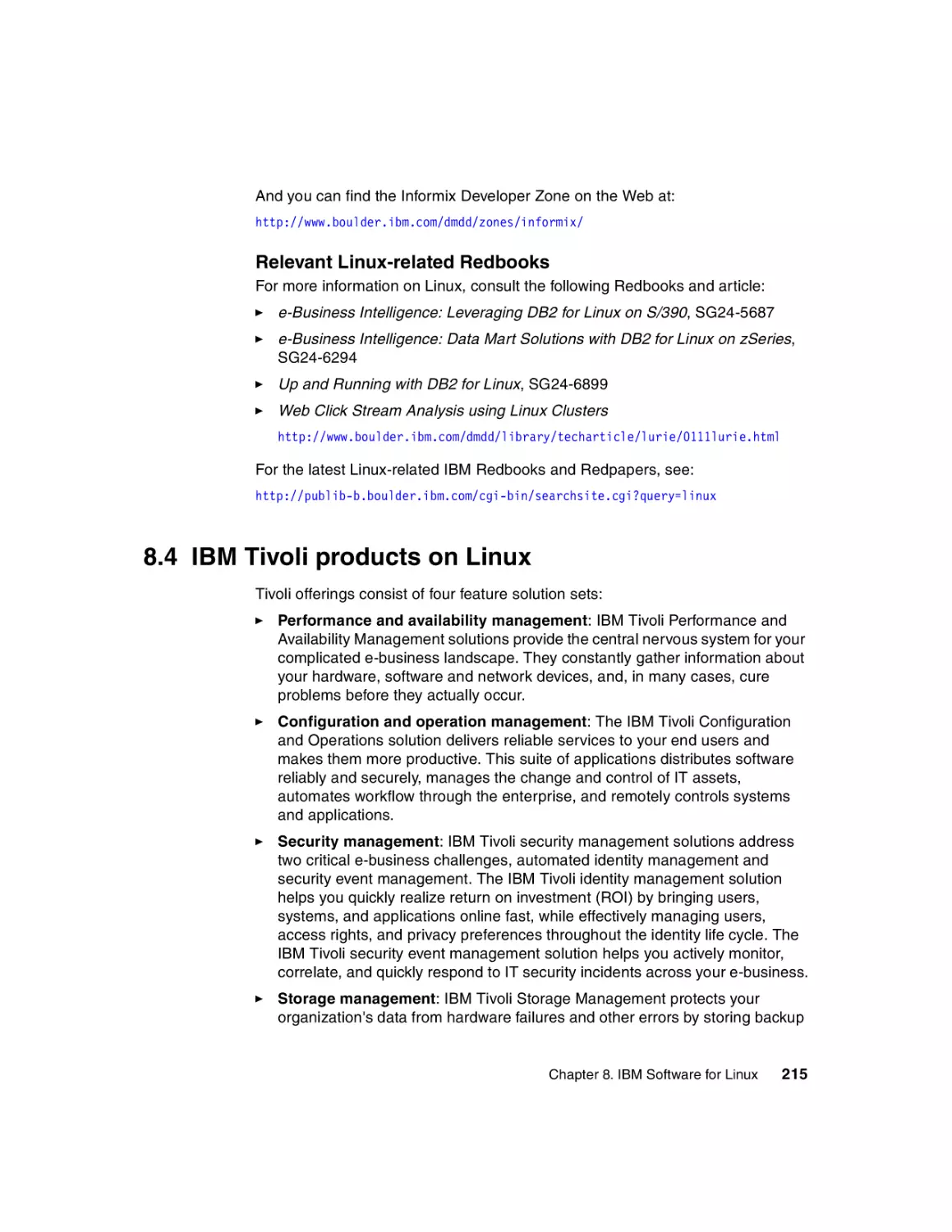 8.4 IBM Tivoli products on Linux