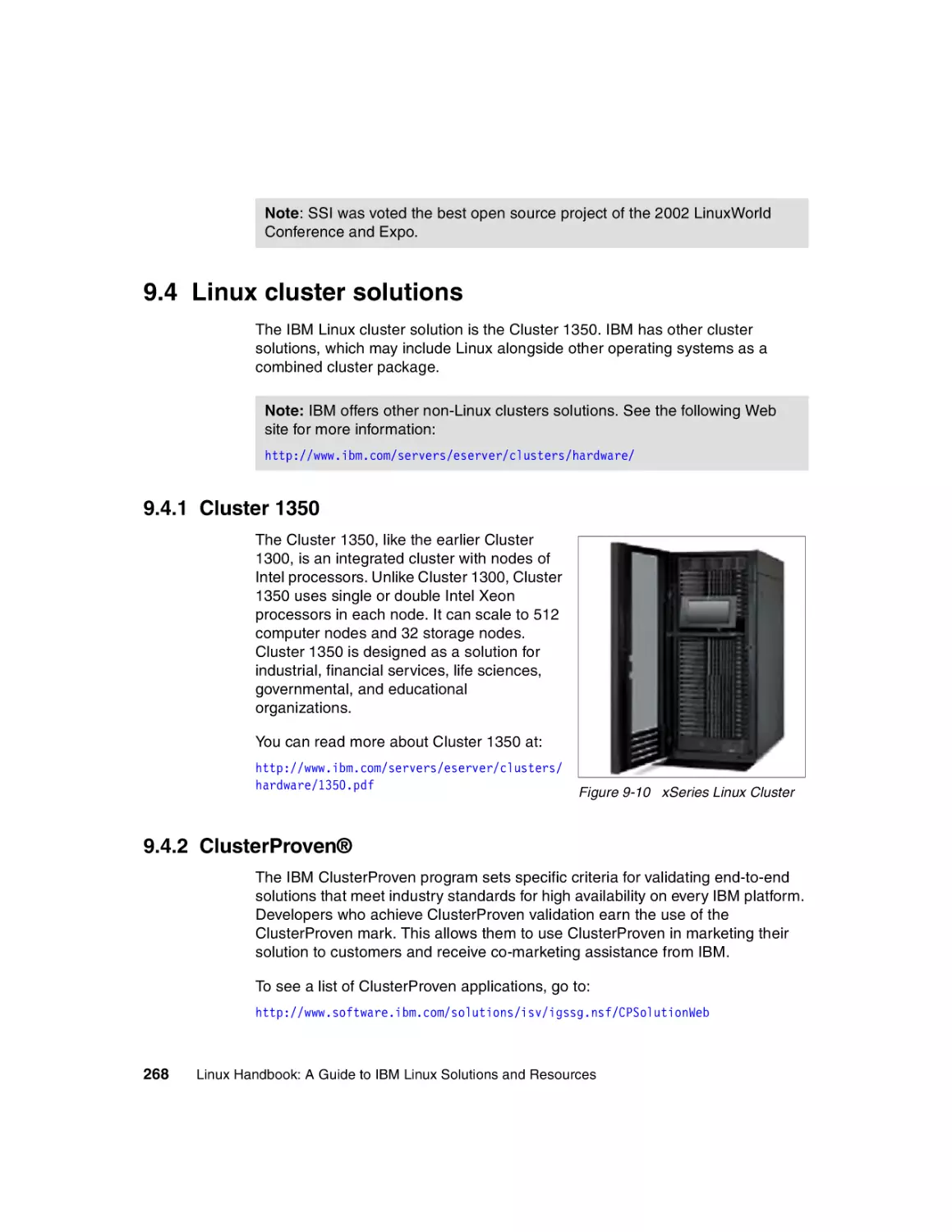 9.4 Linux cluster solutions
9.4.1 Cluster 1350
9.4.2 ClusterProven®