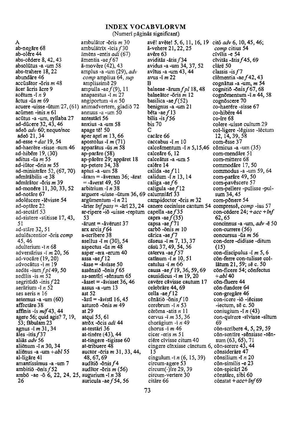 Index vocābulōrum