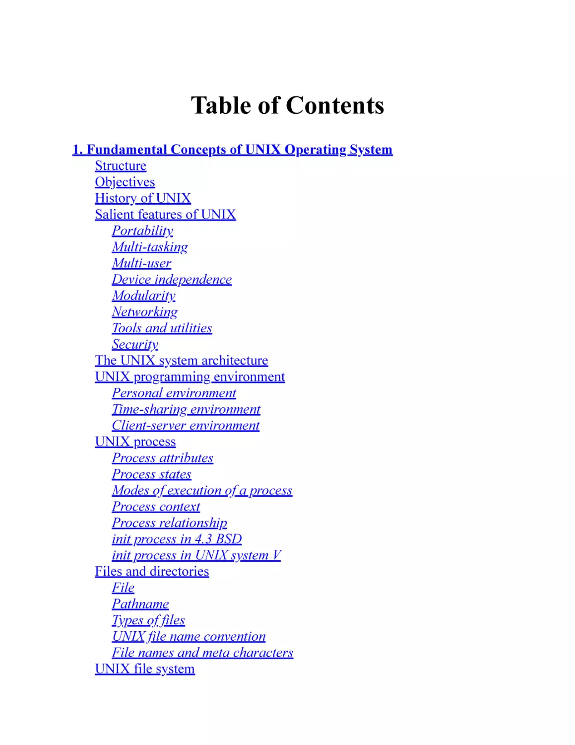 Table of Contents