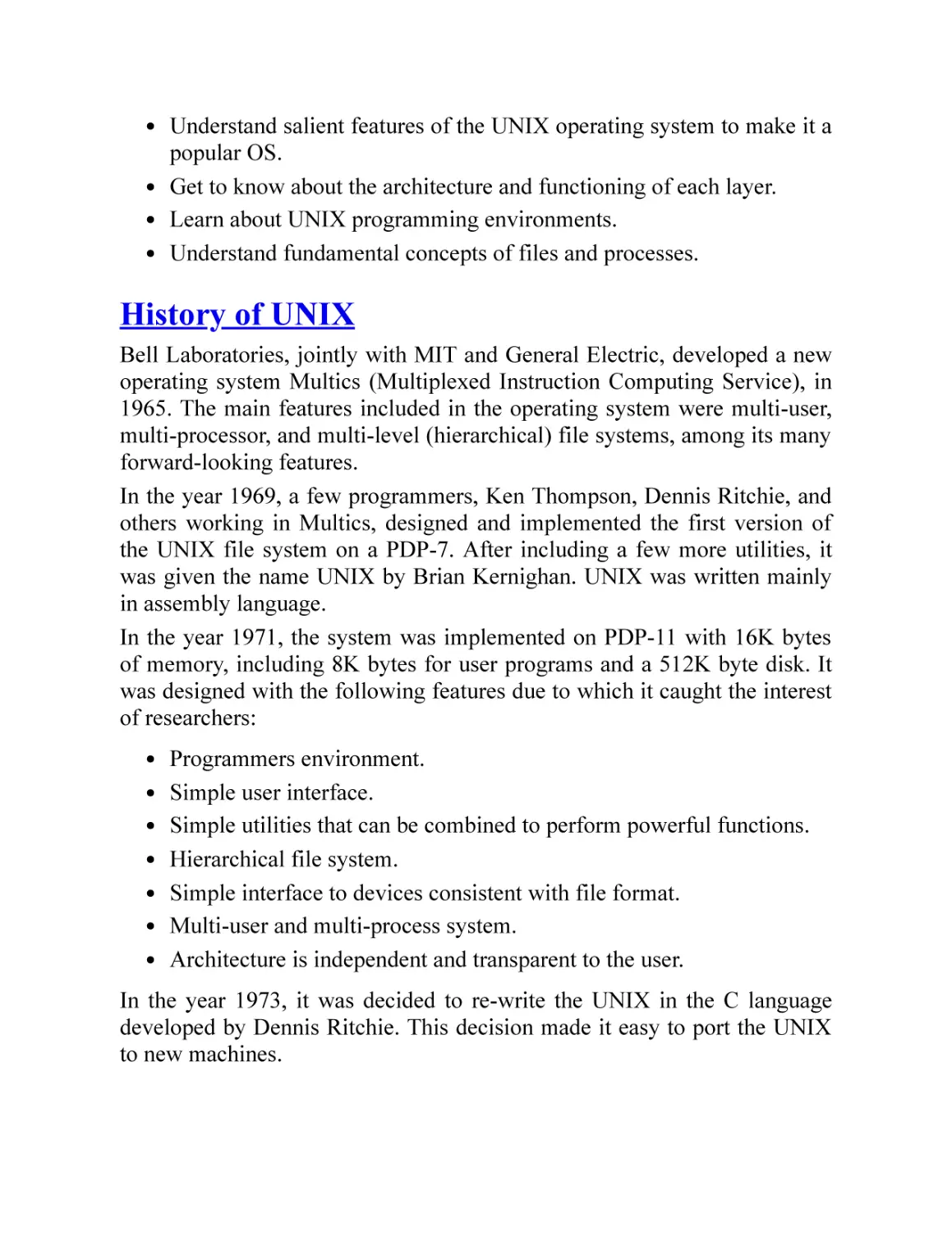 History of UNIX