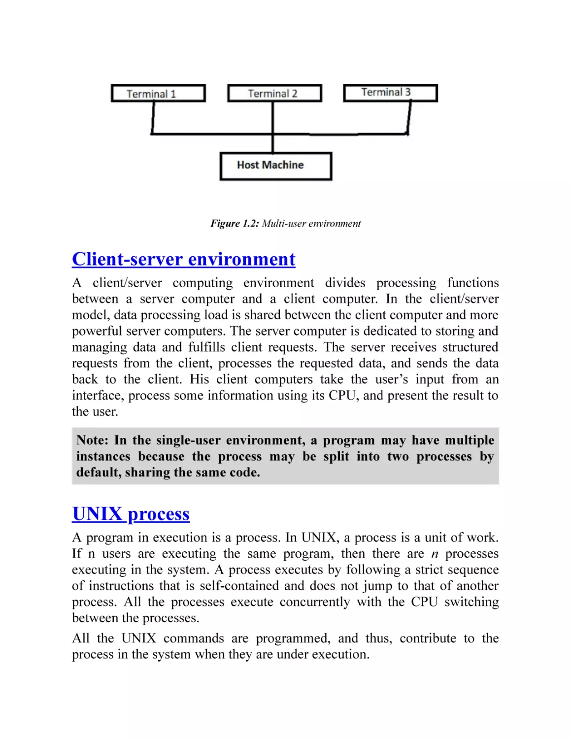 Client-server environment
UNIX process