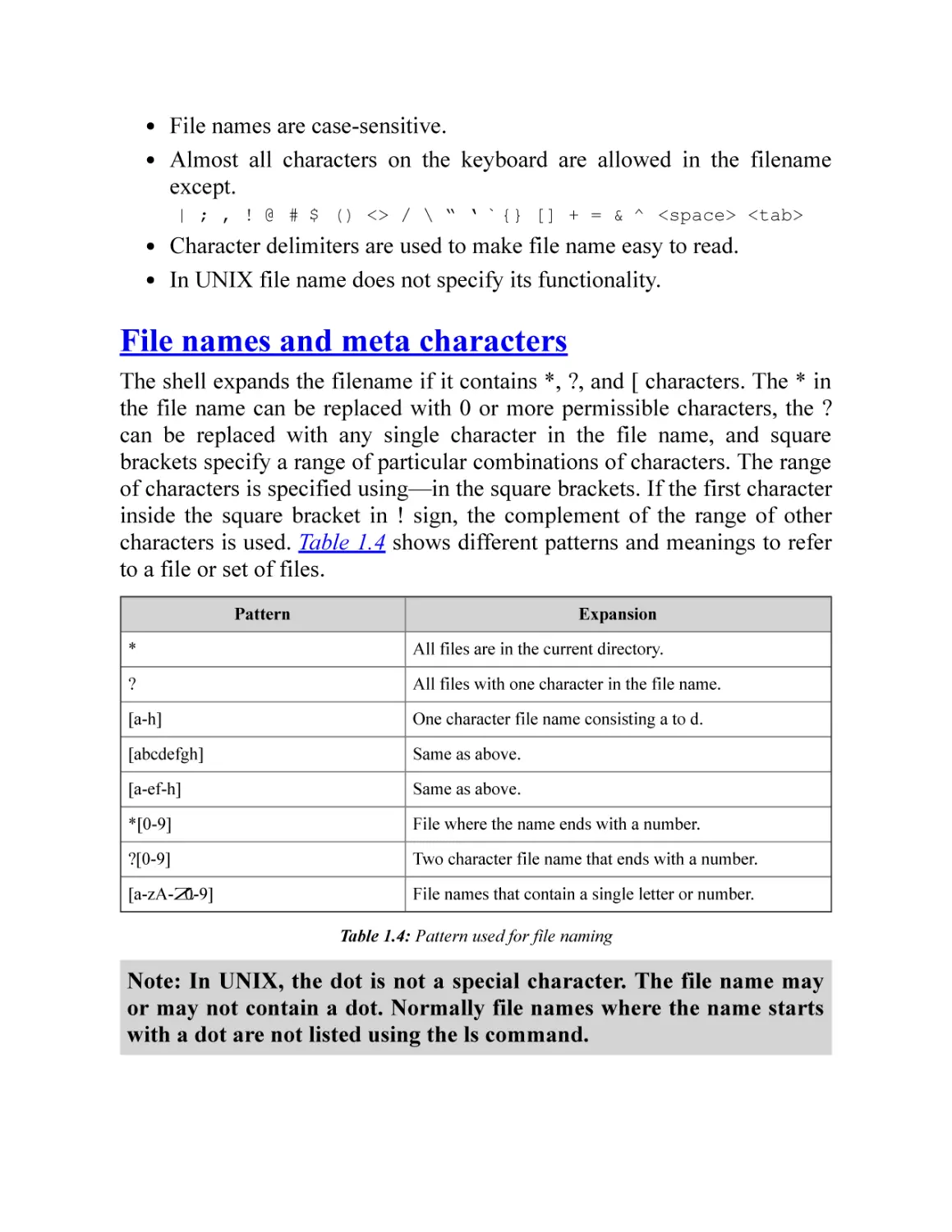 File names and meta characters