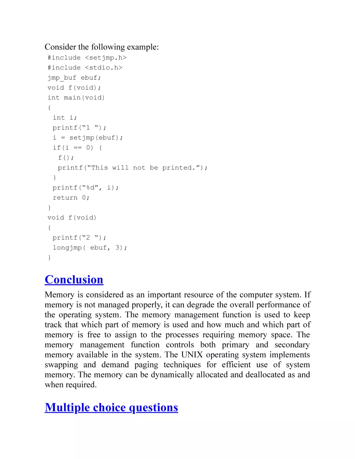 Conclusion
Multiple choice questions