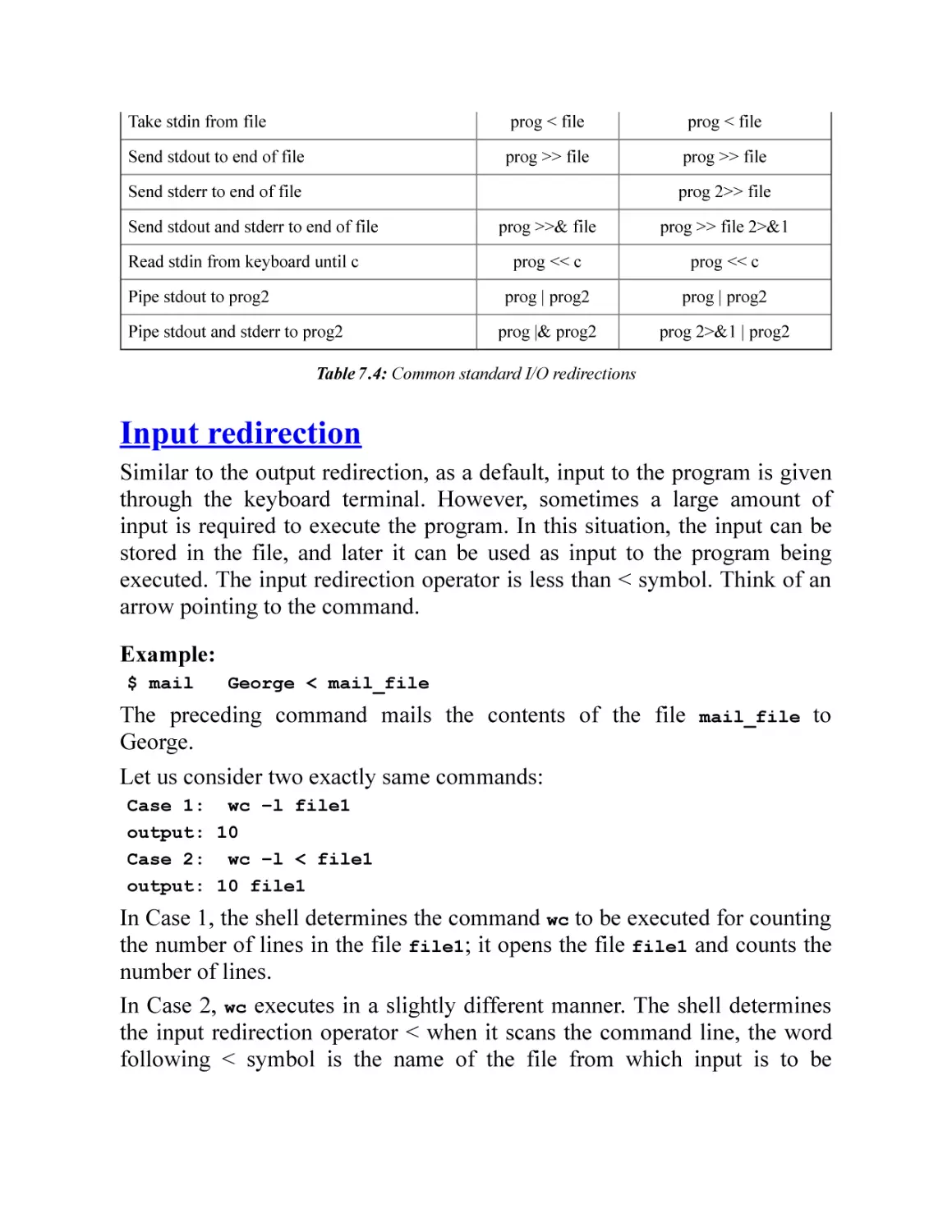 Input redirection